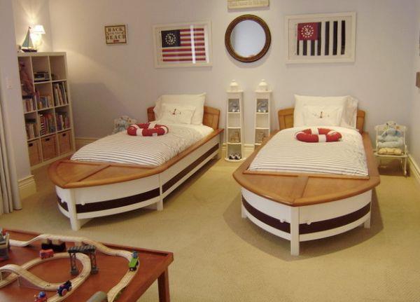 σκάφος μονά κρεβάτια σχεδιασμός παιδικού δωματίου αδέλφια ναυτικού στυλ