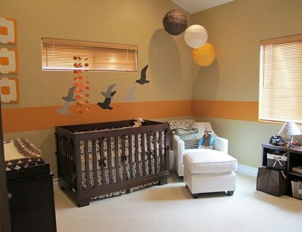 μωρό δωμάτιο πορτοκαλί μπεζ τοίχοι ελαφρύ δάπεδο