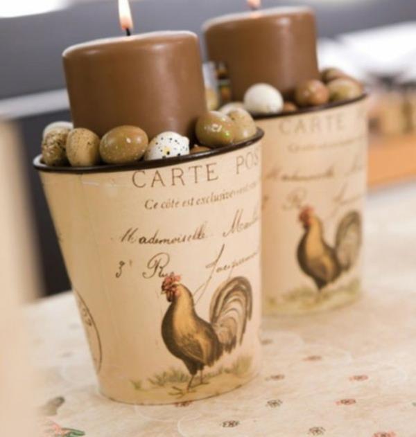 καφέ κεριά εορταστική διακόσμηση ιδέα πασχαλινά αυγά φιγούρες διακοπές