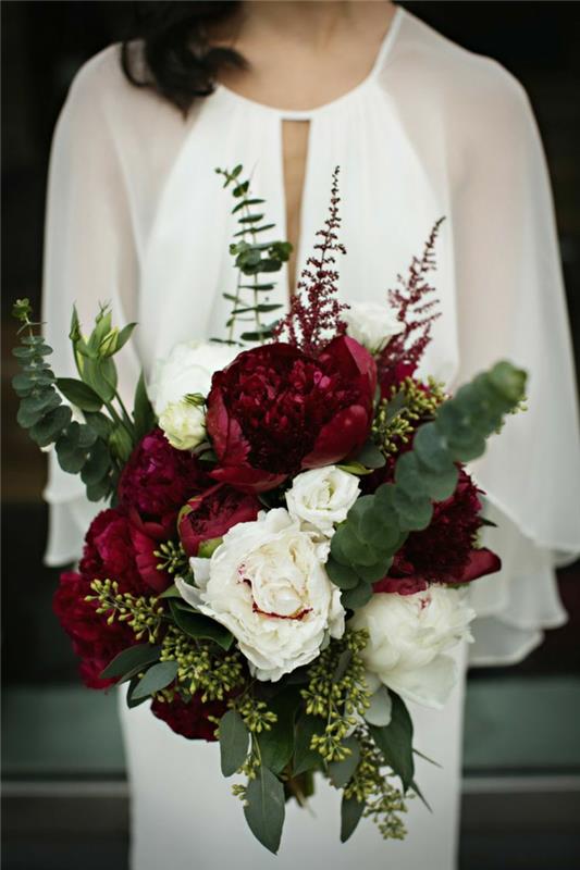 νυφικό vintage γαμήλιο κόκκινο λευκό παιώνιες