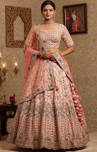 İşlemeli İş Gelin Lehenga Choli