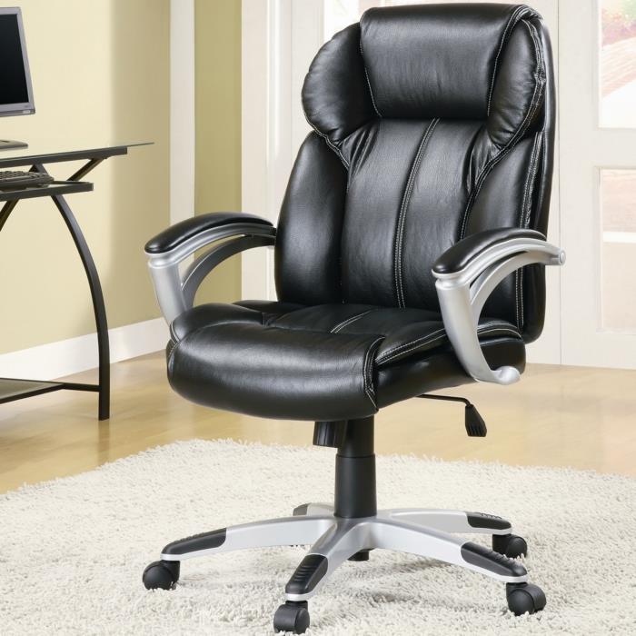επιλέξτε μια καρέκλα γραφείου δερμάτινο μαύρο λευκό χαλί