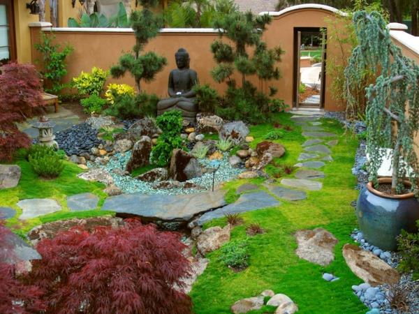 Βούδας κήπος ασιατική ιδέα κήπου φενγκ σούι
