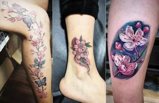 πολύχρωμο τατουάζ άνθη κερασιάς 3d