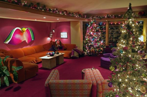 υπέροχες ιδέες σπιτιού για υφές διακόσμησης Χριστουγέννων βελούδινο ροζ πορτοκαλί