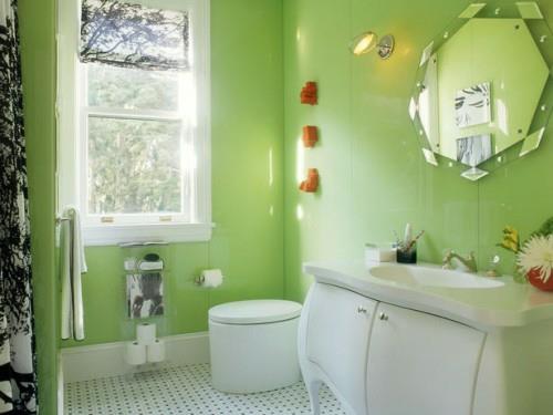 πολύχρωμα σχέδια μπάνιου ανοιχτό πράσινο τοίχο