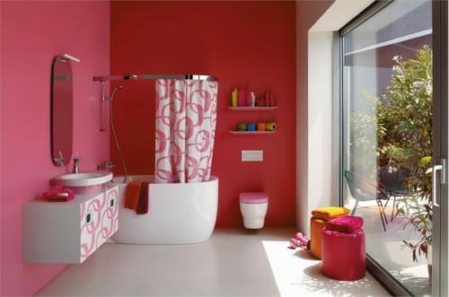 πολύχρωμα σχέδια μπάνιου κόκκινο ροζ