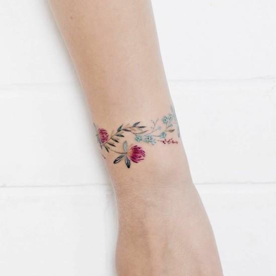 πολύχρωμα λουλούδια μίνι καρπό τατουάζ