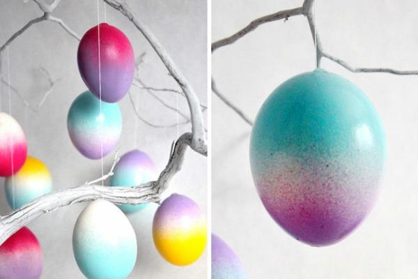 πολύχρωμα πασχαλινά αυγά χρώμα δείγματα πασχαλινά αυγά σχήμα ombre αποτέλεσμα