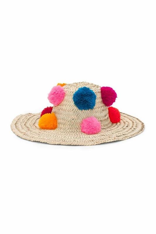 πολύχρωμα pompoms καλοκαιρινό καπέλο με αλλαγή μεγέθους