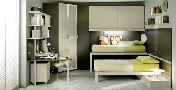 πολύχρωμα υπέροχα κρεβάτια σοφίτας ανοιχτό πράσινες αποχρώσεις λεπτή επίπλωση
