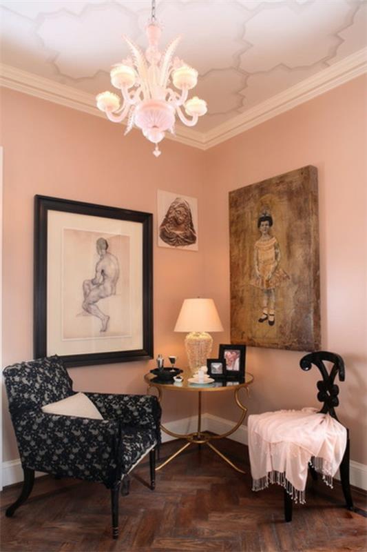 σχεδιασμός χρώματος και πολύχρωμες ιδέες διαβίωσης παστέλ χρώματα ροζ χρώμα σαλόνι χρώματος τοίχου