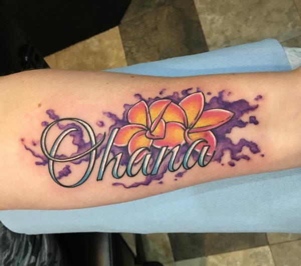 πολύχρωμες ακουαρέλες τατουάζ ohana