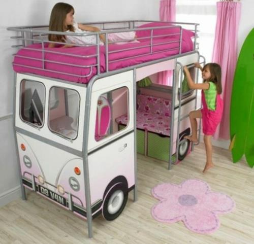 κρεβάτι λεωφορείου βρεφική ιδέα ροζ χρώμα κορίτσι