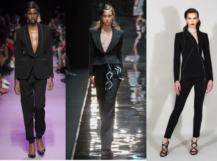 επαγγελματικά κοστούμια γυναίκες 2016 μόδα πασαρέλα κλασικό κομμένο παντελόνι σακάκι μαύρο