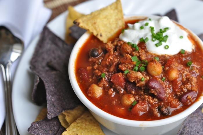 chili sin carne μαγείρεμα nachos ρεβίθια σχοινόπρασο