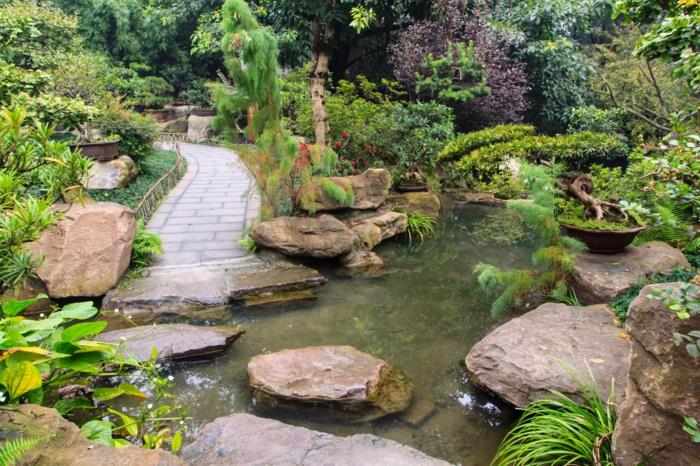 κινέζικο κήπο λίμνη κήπο λίμνη φυσική πέτρα βλάστηση