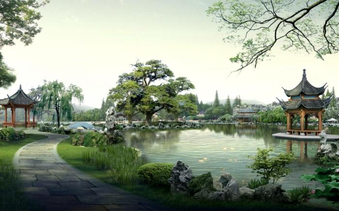 κινεζικός κήπος περίπτερο κήπος λίμνη πάρκο εξωραϊσμού