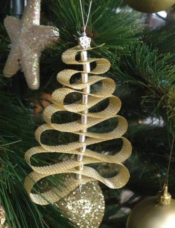 Διακόσμηση χριστουγεννιάτικου δέντρου ξύλινο χαρτί τσόχαρτο χρυσό