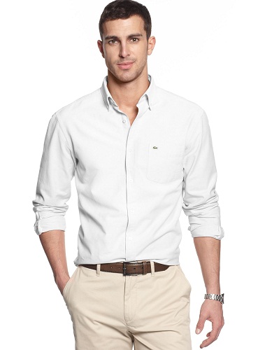 Erkekler için Ofis Giyim Beyaz Düğme Aşağı Gömlek