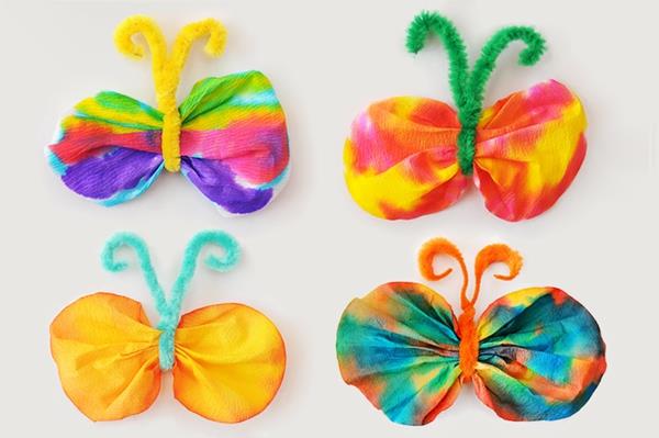 Χειροτεχνία με φίλτρα καφέ Βάψτε πεταλούδες σε έντονα χρώματα