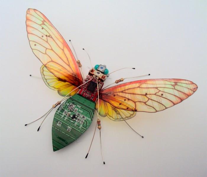 ανταλλακτικά υπολογιστών που ανακυκλώνουν πολύχρωμη πεταλούδα εντόμων