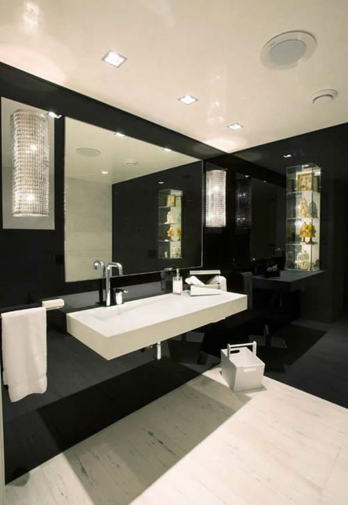 δροσερές φωτογραφίες μπάνιου φώτα οροφής με μαύρη διακόσμηση