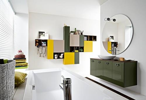 δροσερές-εικόνες-μπάνια-λευκο-κίτρινο-πράσινο-λαμπερό-στρογγυλά-καθρέφτες