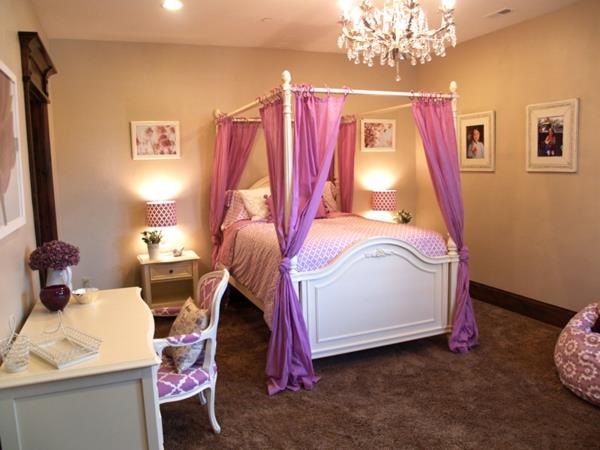 νεανικό δωμάτιο κορίτσι τέσσερις αφίσες κρεβάτι ροζ