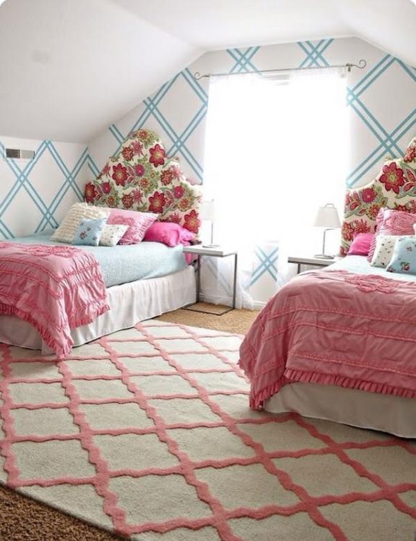 νεανικό δωμάτιο κορίτσι ροζ κρεβάτια χαλί