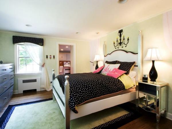 νεανικό δωμάτιο κορίτσι μαύρο άσπρο κρεβάτι ρολά περσίδες
