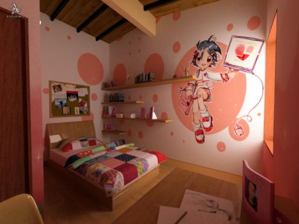 νεανική αίθουσα κορίτσι διακόσμηση τοίχου ωραία ξύλινη οροφή