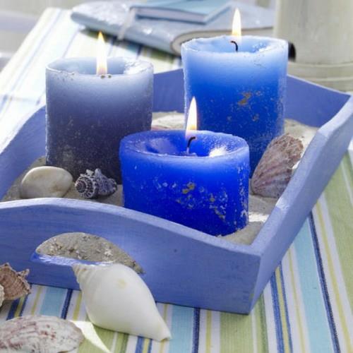 δροσερές ιδέες κεριών καλοκαίρι μπλε θάλασσα θέμα