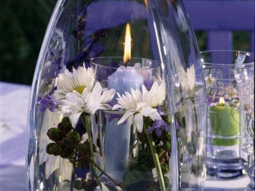δροσερές ιδέες κεριών καλοκαιρινά διακοσμητικά λευκά λουλούδια