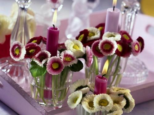 δροσερές ιδέες κεριών καλοκαίρι ροζ λουλούδια ποτήρι
