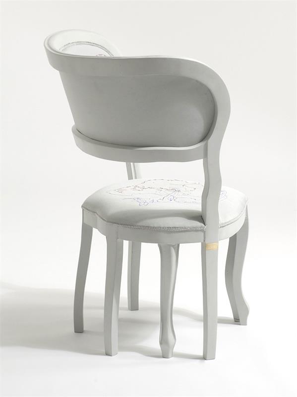 Χιονάτη κλασική σχεδίαση καρέκλας βαμμένη πλάτη από λευκό ξύλο