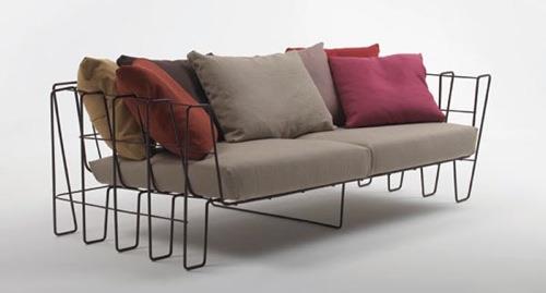 δροσερό μοντέρνο καναπέ σχεδιάζει μαξιλάρια σκούρο κόκκινο μαξιλάρια