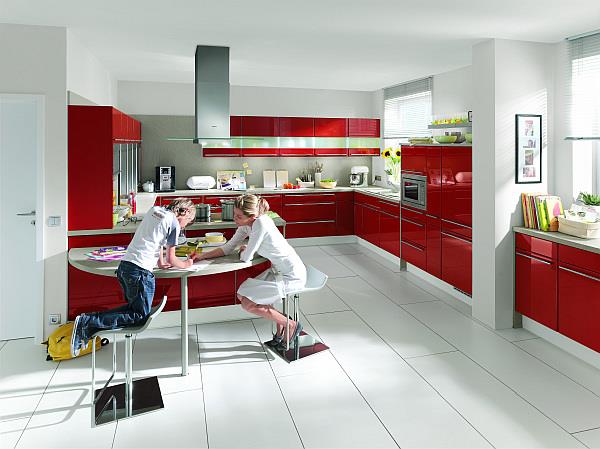 δροσερό κόκκινο χρώμα για την κουζίνα λαμπερή νάπολη κόκκινο και άσπρο