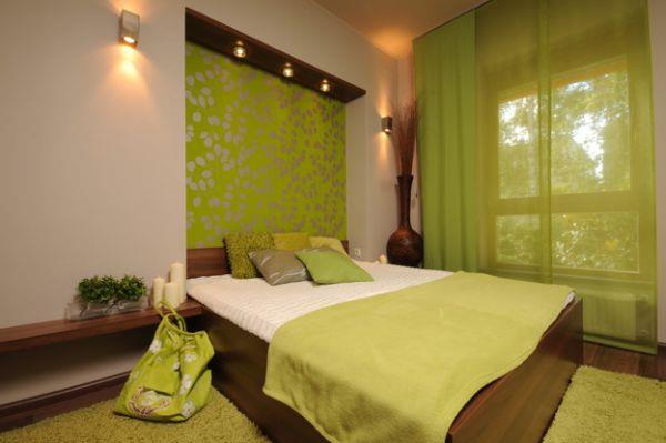 δροσερό υπνοδωμάτιο παλέτα χρωμάτων τονίζει πράσινο σχέδιο