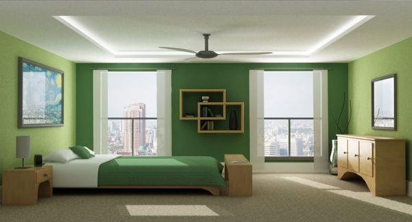 δροσερό υπνοδωμάτιο παλέτα χρωμάτων τονίζει πράσινη σκίαση