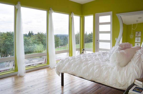 δροσερό υπνοδωμάτιο παλέτα χρωμάτων τόνους πράσινο τοίχο
