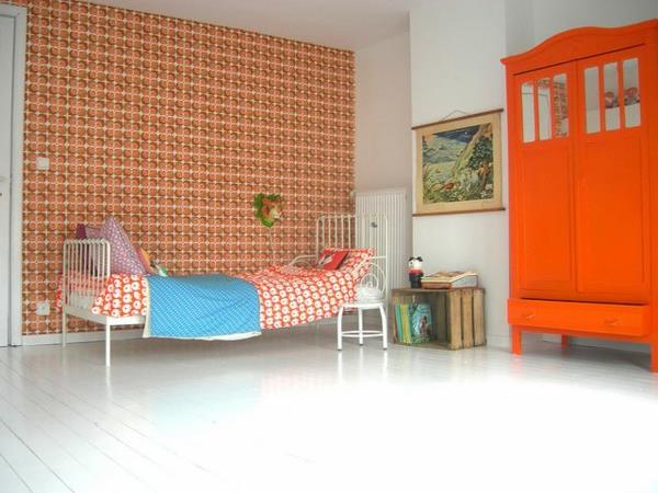 ταπετσαρίες για παιδικά δωμάτια σχεδιασμός διακοσμητικών μοτίβων πορτοκαλί