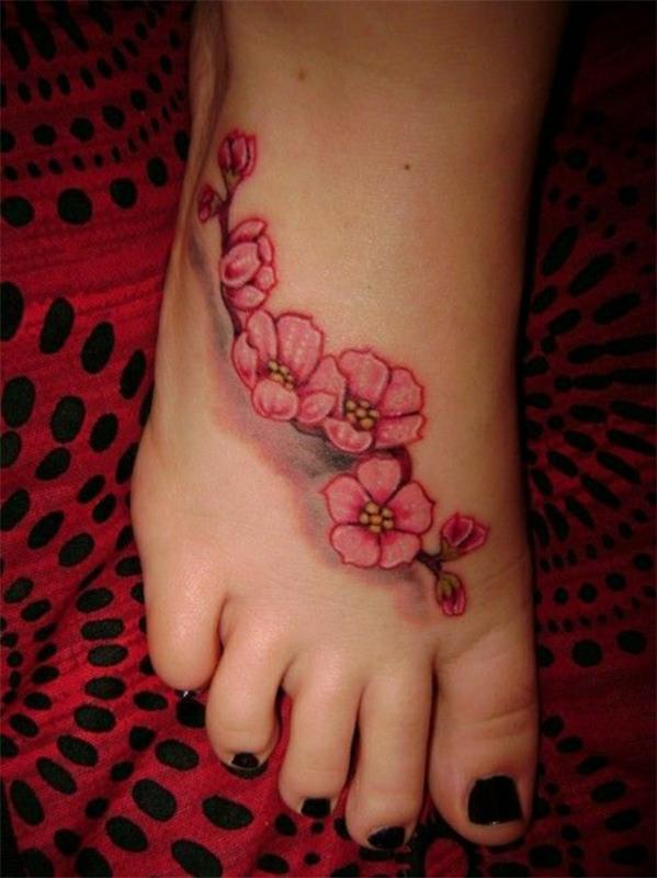 τατουάζ ιδέες τατουάζ ποδιών σχέδια ροζ λουλούδια