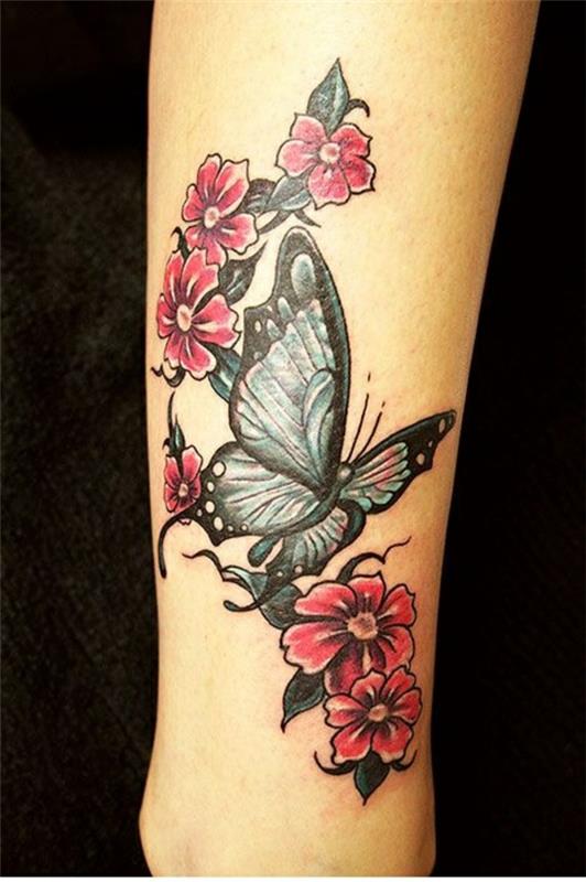 τατουάζ τατουάζ πεταλούδες με λουλούδια