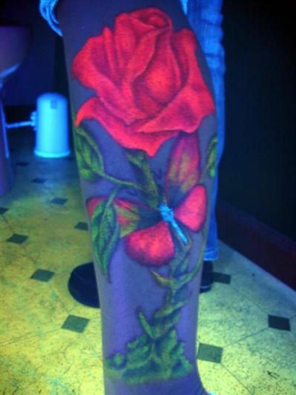 τατουάζ uv ιδέες τατουάζ λουλούδι μοτίβο
