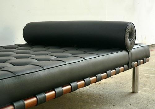 δροσερός ονειρεμένος καναπές σχεδιάζει χαμηλή δερμάτινη ξαπλώστρα μαύρη