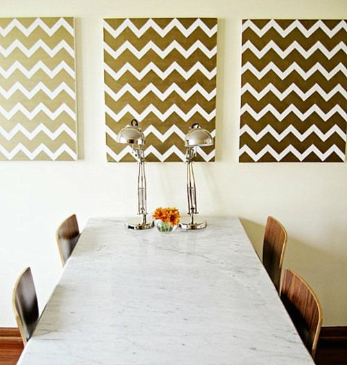 δροσερές ιδέες διακόσμησης τοίχων floral chevron