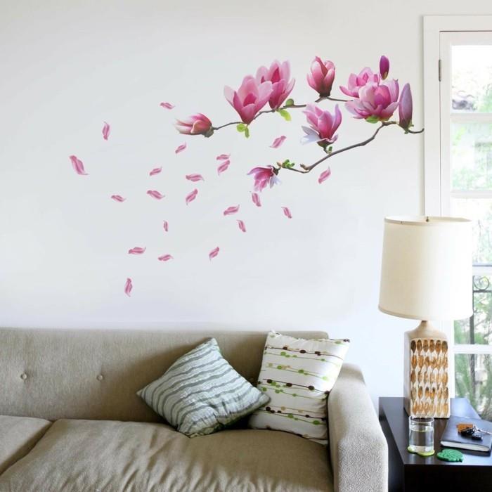 δροσερά αυτοκόλλητα τοίχου λουλούδια σαλόνι ιδέες ντεκό
