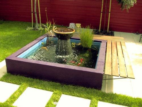 όμορφες ιδέες κήπων νερού τετράγωνο αυτόνομο σιντριβάνι