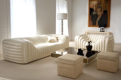 δροσερός λευκός καναπές σχεδιάζει χαμηλό κομψό άνετο σπίτι versace